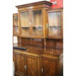 An Edwardian boxwood and mahogany breakfront china display cabinet 192cm high, 157cm wide