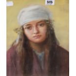Early 20th Century SchoolHalf length portrait of a young girl Pastel Unsigned35cm x 25cm