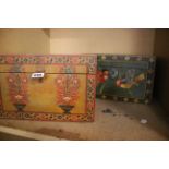 Two Oriental wooden boxes with decorative painted finish (2)