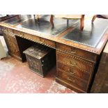 A reproduction mahogany pedestal desk 'Bevan Funnell' 183cm wide