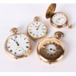 Two gold plated pocket watches, an Elgin gold plated fob watch and a Sekonda pocket watch (af) (4)