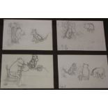 After AA MilneWinnie the Pooh sketchesA set of prints 9.5cm x 14cm (6)