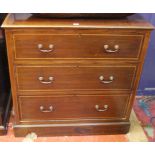 An Edwardian mahogany chest with three drawers 92cm wide