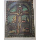 In the manner of Georges Rouault (1871-1958)CrucifixionOil on paperSigned in pencil to the margin