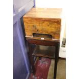 An early 20th Century Chinese hardwood side table and low Indian hardwood square stool