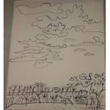 Contemporary SchoolNaïve Landscape Ink drawingSigned indistinctly 25.5cm x 20.5cm