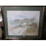 Sheila Appleton (20th Century)Cycle Path Bell Wharf Watercolour and ink Signed39.5cm x 49cm