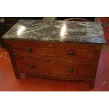 A matched pair of late 19th mahogany chests one with green mottled marble top