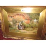 Arthur Claude Strachan (1865-1938)Cottage scene WatercolourSigned lower right26cm x 37cm