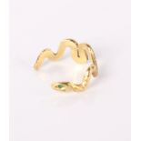 A Contemporary 18ct gold serpent ring, 2.5g in total (af)