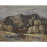 G.. Passmore (20th Century)Rocky mountainous landscapePastelSigned in pencil to the mount 53cm x