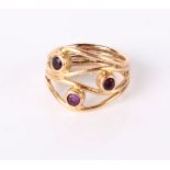 A 14 ct gold and amethyst set ring, 5.2g in total