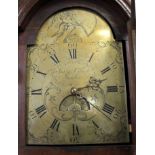 A George III oak and mahogany crossbanded long case clock, Isaac Court, Henley with arched brass