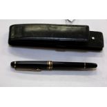 A Montblanc fountain pen, 'Meisterstuck' with 14K nib, in leather case