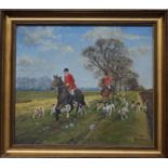 Reginald L (Llewellyn) Harvey (1888-1973)Hunting sceneOil on canvasSigned33.5cm x 39cm