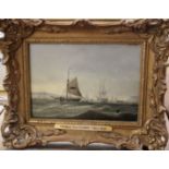 Attributed to Thomas Whitcombe (19th Century)Ships off the coastOi on panelUnsigned17cmx 24cm