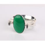 A Georg Jensen silver and green agate bracelet, marked Georg Jensen Torun 925S 203A *Additional