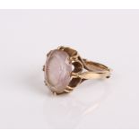 A 9ct gold and rose coloured stone set ring