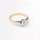 A 9ct gold and diamond (?) solitaire ring, 2.3g in total