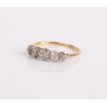 A gold and diamond five stone ring, 2.3g in total