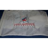 Golf pin flag signed by Lance Armstrong