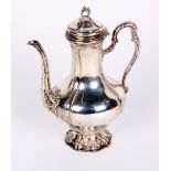 A late 19th Century silver coffee pot, French, made by Rudolphe Beunke, 728.6g