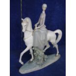 Large Lladro figure of a lady on horseback, riding side saddle, model no. N-7 S, 44cm high