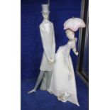 Lladro porcelain figure group 'couple with parasol', model no. N-7 N, 50cm high