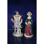 Sitzendorf collection of Henry VIII and Six Wives, 21cm high approx. (7)