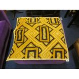 An African Raffia Kuba Cloth 73 x 69cm with geometric pattern, a Chinese silk embroidery and further