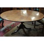 A Regency style Rackshaw mahogany and crossbanded circular table on pedestal 152cm diameter