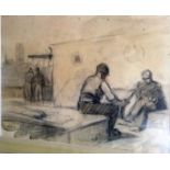 In the style of L. S. Lowry 'Working men' Pencil drawingInitialled L. S. L and dated '43 lower