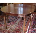 A mahogany dining table extended 117cm and a mahogany corner cabinet, 2 small mahogany chairs, a