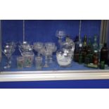 A mixed lot of glassware, to include chemist bottles, drinking glasses and a jug