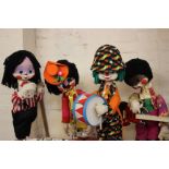 Four early 20th Century musical clowns, 82cm high approx. (af) (sold as parts)