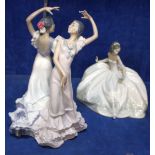 Lladro figure group of flamenco dancers, model no. 5601, 27cm high and a Lladro figure of a girl