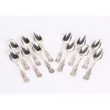 Silver: Twelve early Victorian silver teaspoons, by J & W Mitchell Glasgow 1848. 7.5 ozt or 234.5