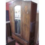 A 19th Century Mahogany Cupboard, on ball feet, oak bookcase with adjustable shelves, a mirror