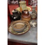 A mixed lot to include Doulton Lambeth, Studio Pottery and Price Bros vase