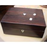 A 19th Century rosewood sewing box with inlaid mother of pearl