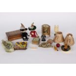 A speciman and mother of pearl inlaid box, a cloisonne vase, a pair of dolls and further