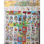 An unusual patchwork quilt made from vintage rag/nursery books; a patchwork quilt from the late