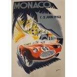 Monaco Grand Prix Advertising Posters 152 and 1934, 68 x 100cm together with further sketches and