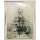 William L WylieA Ship at Sea EtchingSigned in the margin, 28 x 20cm