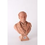 A terracotta pottery bust of Benjamin Disraeli,signed ‘HB fecit’, ‘Doulton, Lambeth’, on a square