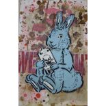 Aiko Makagawa Written sub verso 'Bwick Bunny 3/8, 07', Spraypaint on canvas43 x 28cm