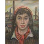 M. WaynerPortrait of a female factory worker Coloured chalkSigned and dated '56 lower right62 x 47