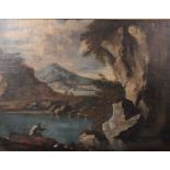 Follower of Salvator Rosa (1615-1673)Rocky Landscape with BanditsOil on canvas 46 x 61cm (cleaned,