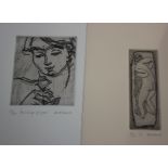 Carl March Thinking of YouEtching 9.5 x 8cm , signed and no. 12/50, together with six further