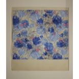 A screenprint of blue flowers 29 x28, blind stamped A Sirooni and another similarA Sirooni was a